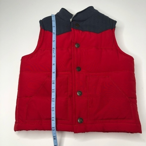 CARTER’S Red Grey Sherpa Collared Color Block Cozy Puffer Snap-up Toddler Vest - Picture 14 of 14